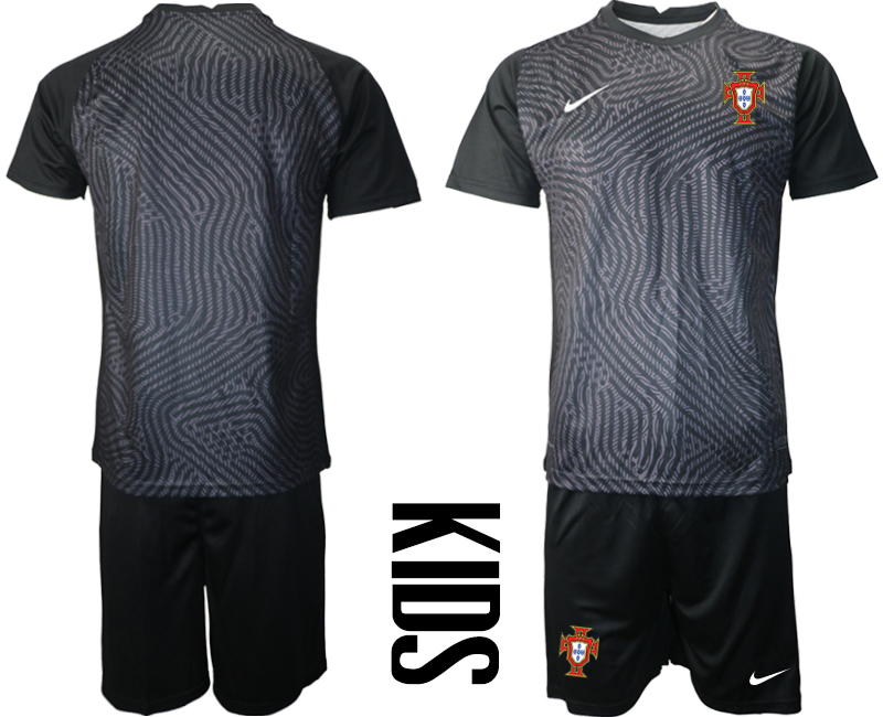 Youth 2021 European Cup Portugal black goalkeeper Soccer Jersey 1